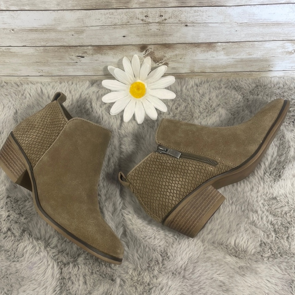 Tan Suede Booties, Women’s Size 5 1/2, NWOT